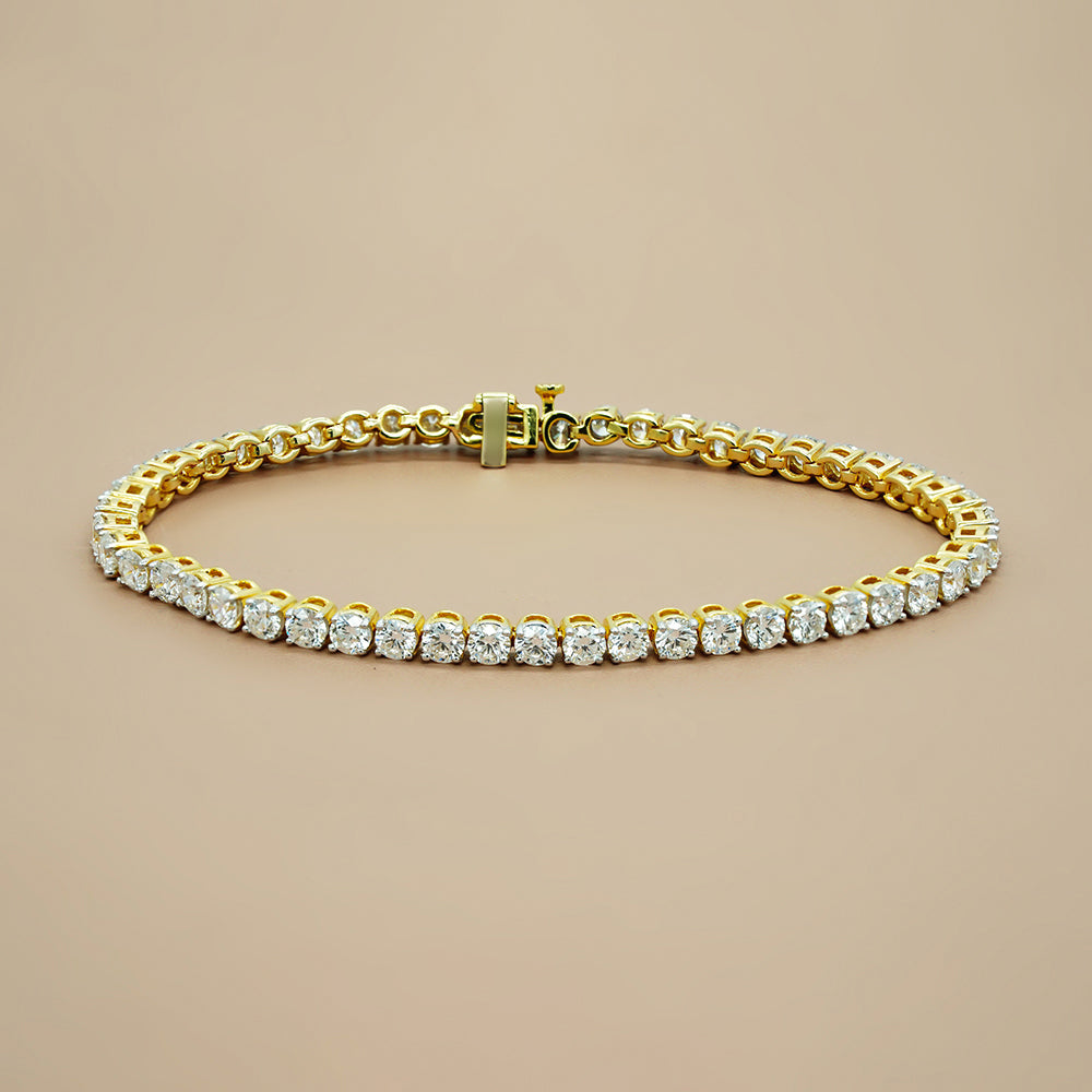tennis bracelet with lab grown diamonds 14k yellow gold