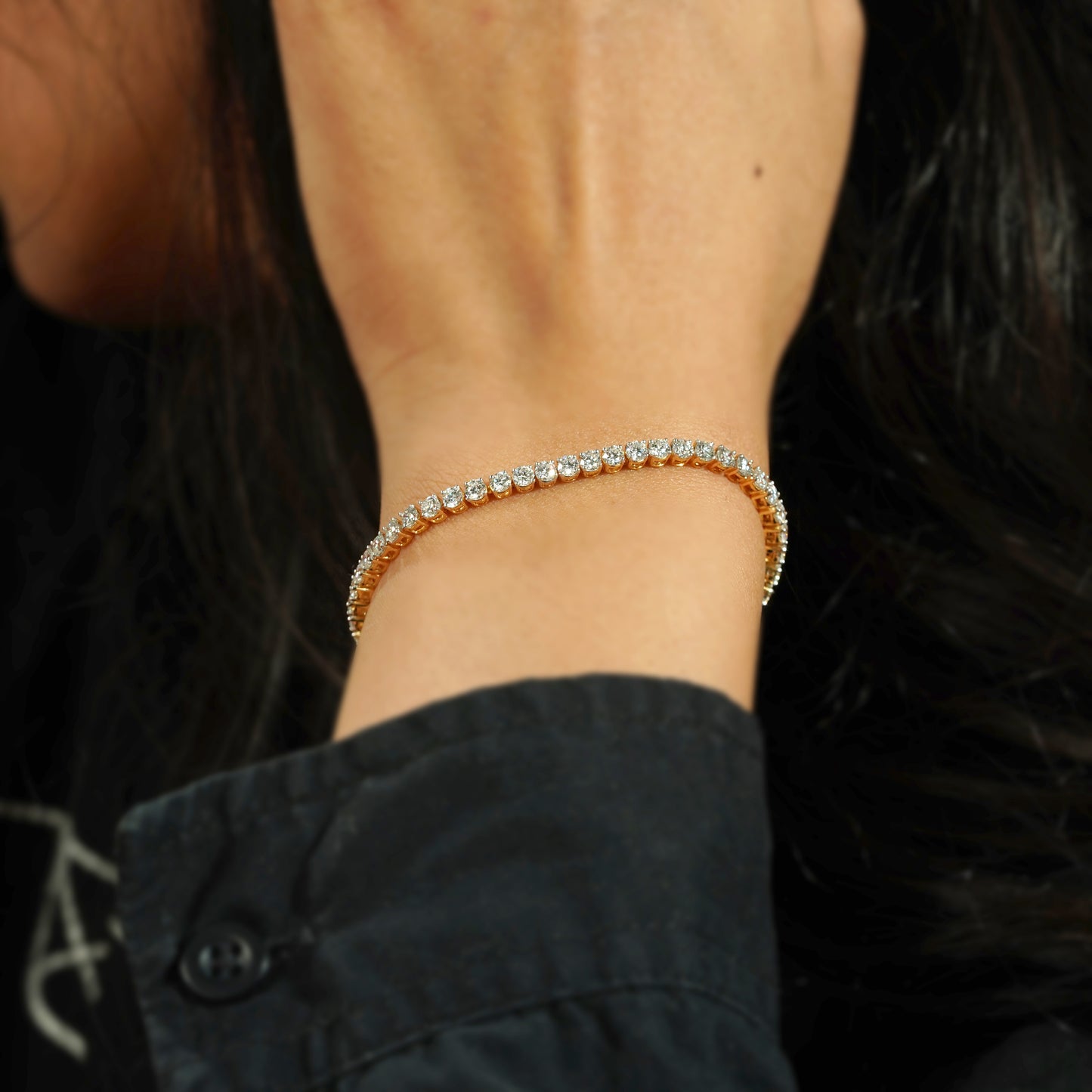 tennis bracelet with lab grown diamonds 14k yellow gold