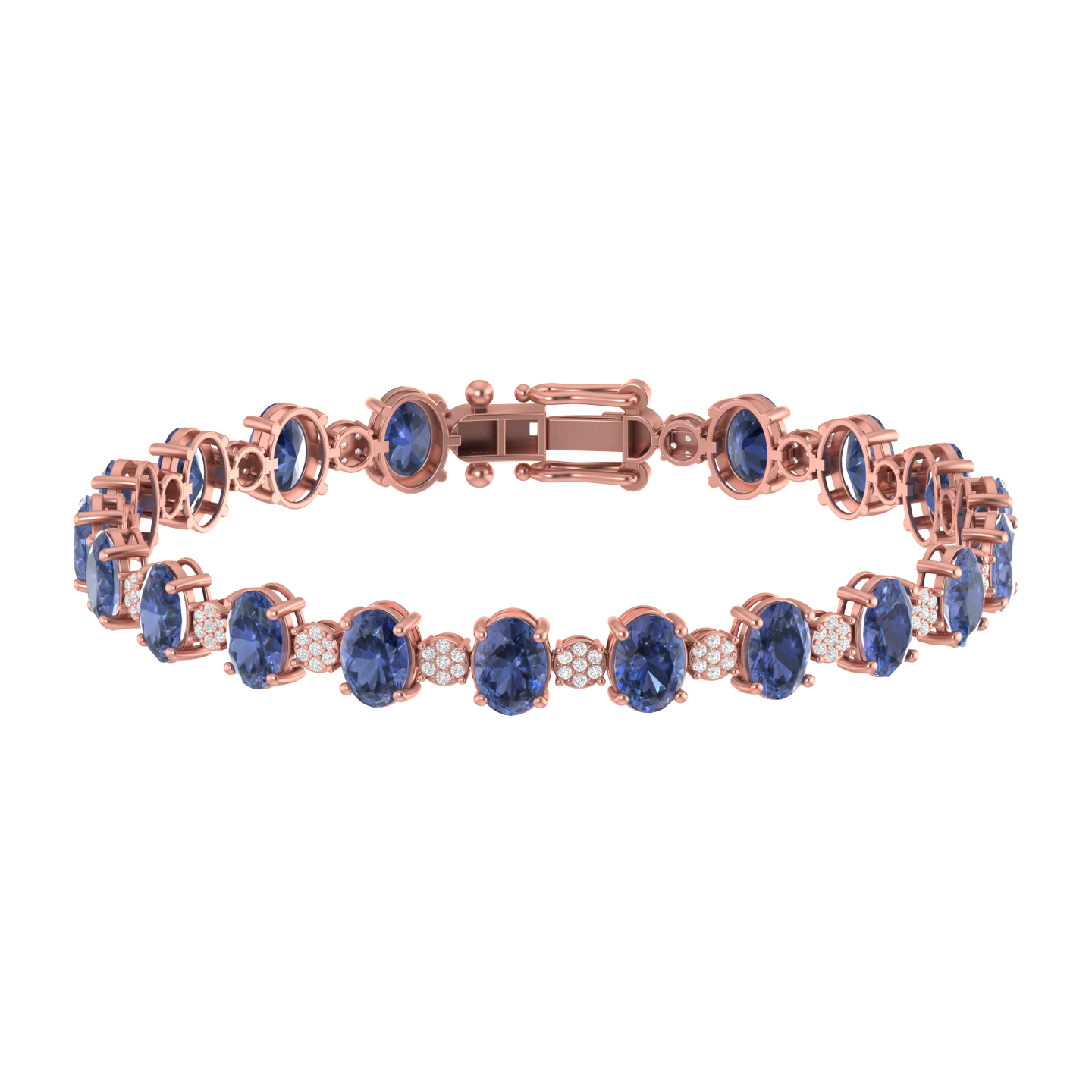 tanzanite tennis bracelet | 140 diamond pcs | 0.62ctw natural diamond | 14k gold