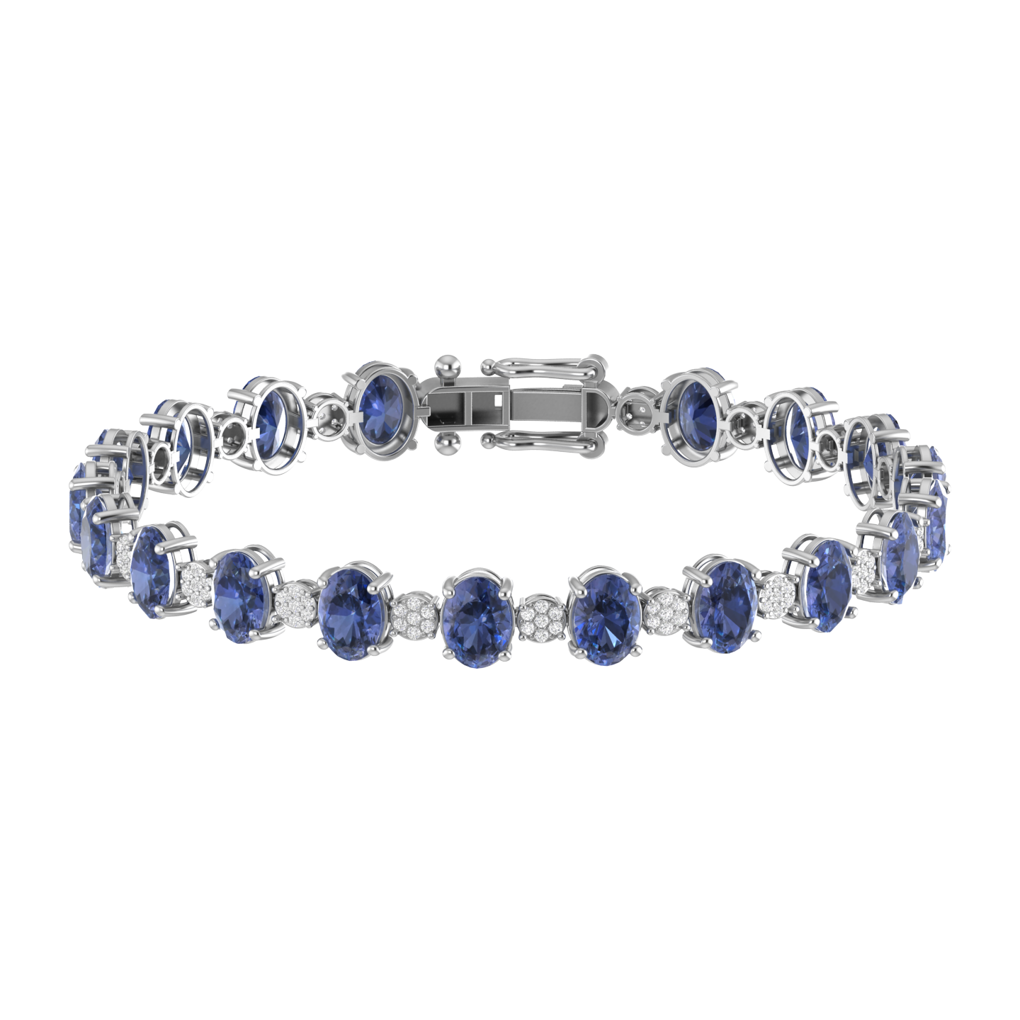 tanzanite tennis bracelet | 140 diamond pcs | 0.62ctw natural diamond | 14k gold