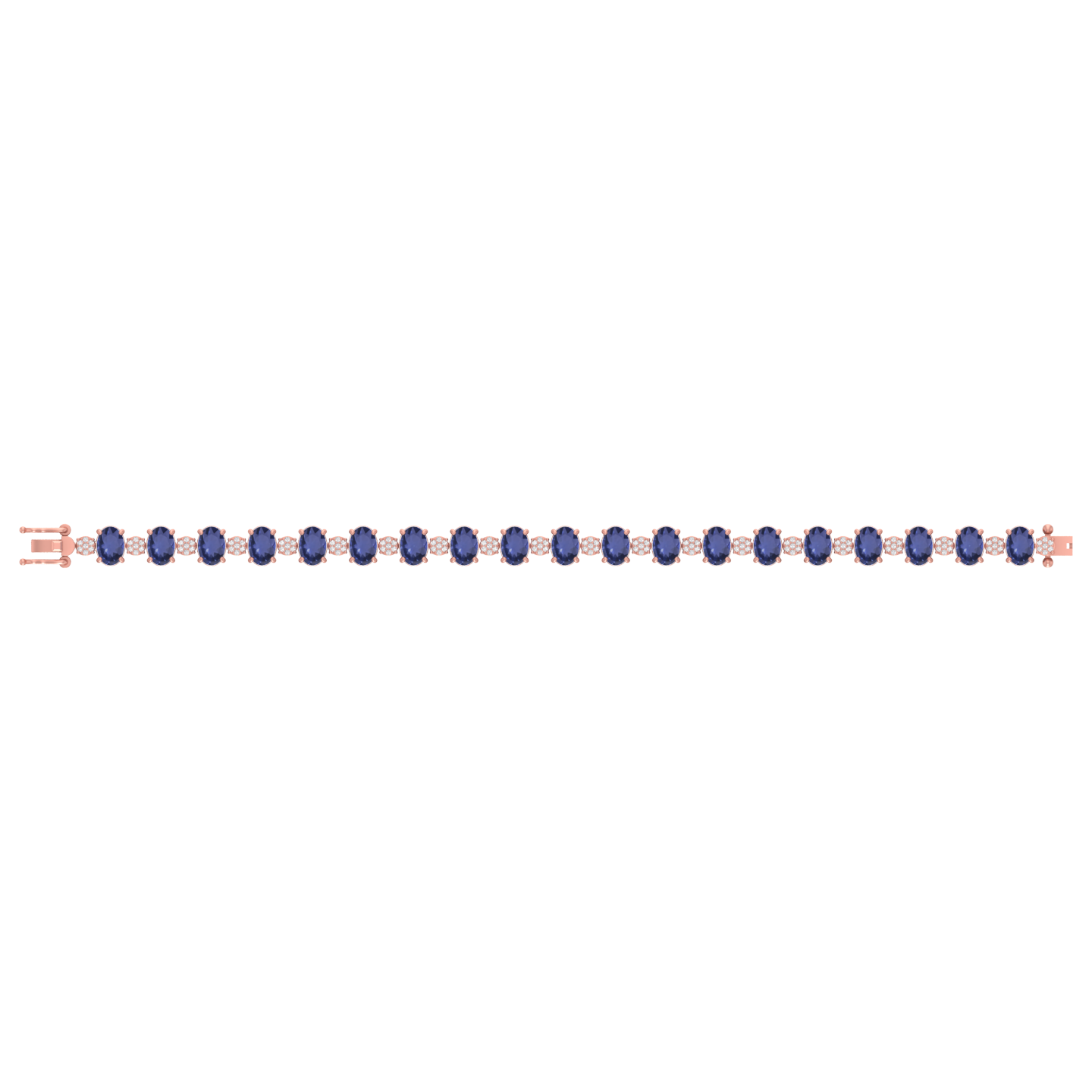 tanzanite tennis bracelet | 140 diamond pcs | 0.62ctw natural diamond | 14k gold