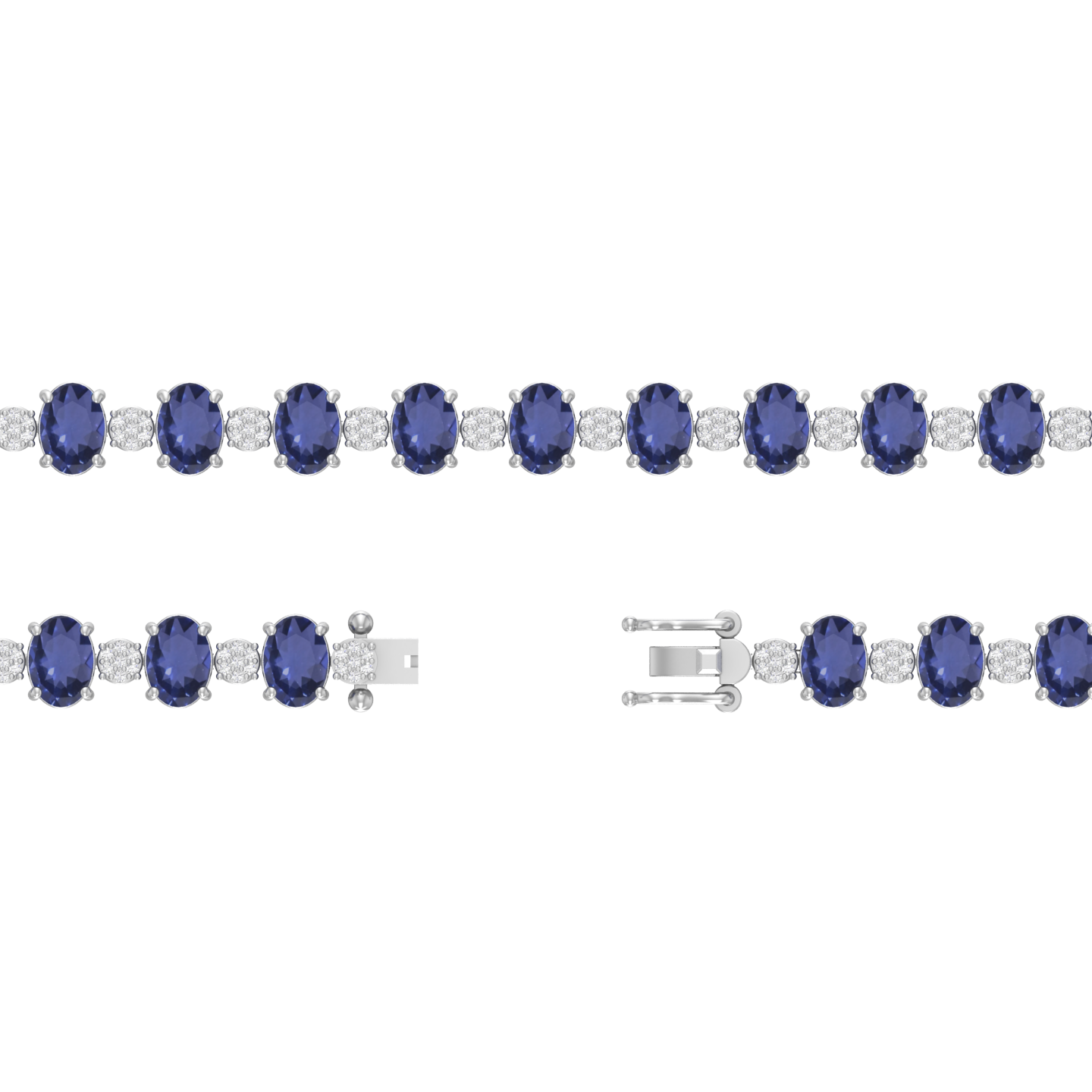 tanzanite tennis bracelet | 140 diamond pcs | 0.62ctw natural diamond | 14k gold
