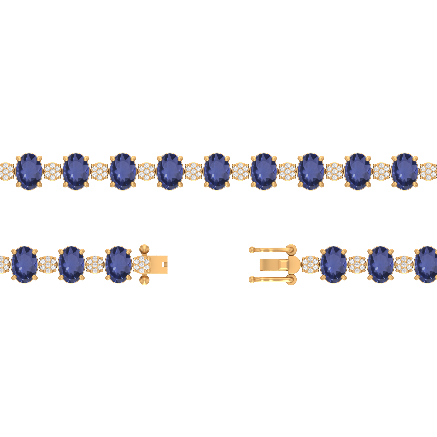 tanzanite tennis bracelet | 140 diamond pcs | 0.62ctw natural diamond | 14k gold