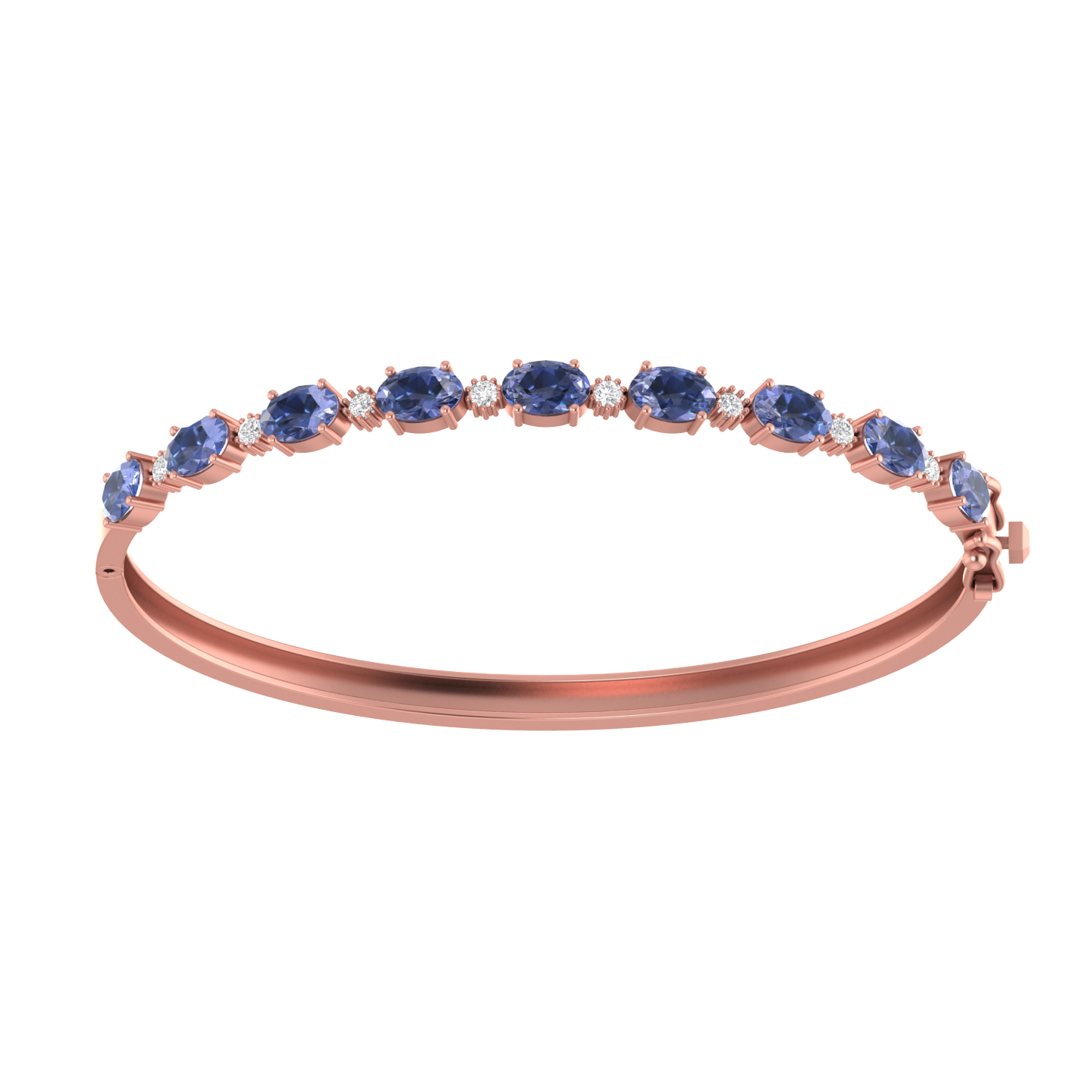 tanzanite oval-round bracelet | 8 diamond pcs | 0.28ctw natural diamond | 14k gold