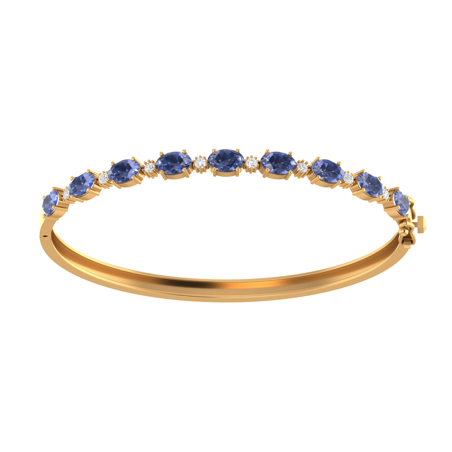 tanzanite oval-round bracelet | 8 diamond pcs | 0.28ctw natural diamond | 14k gold