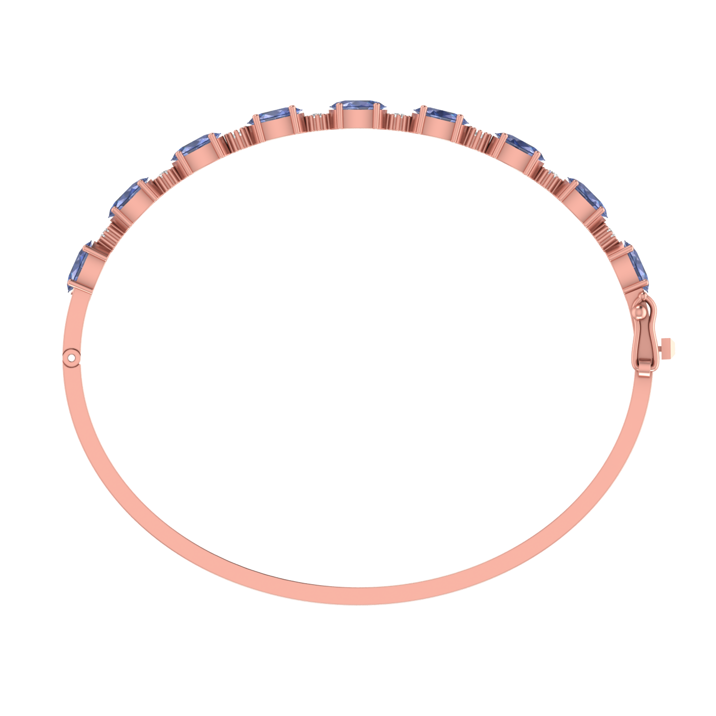tanzanite oval-round bracelet | 8 diamond pcs | 0.28ctw natural diamond | 14k gold