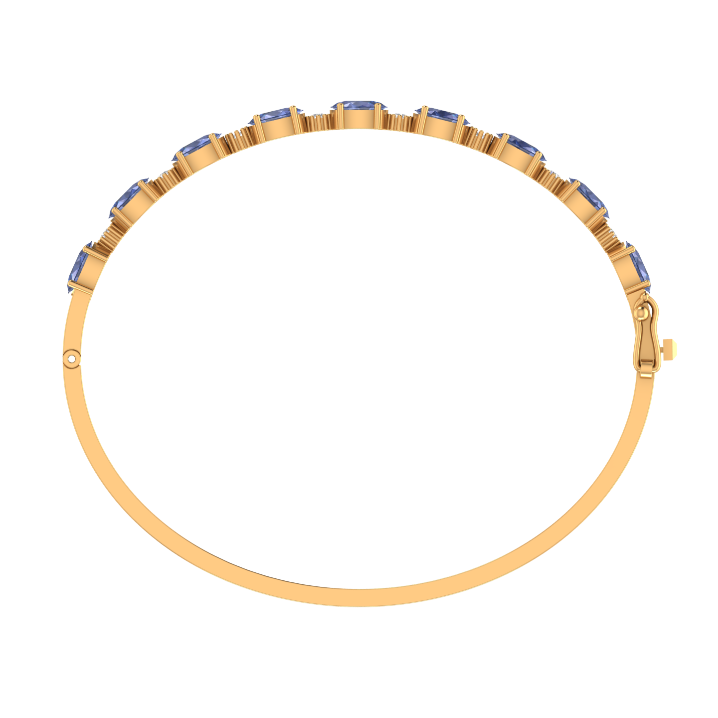tanzanite oval-round bracelet | 8 diamond pcs | 0.28ctw natural diamond | 14k gold