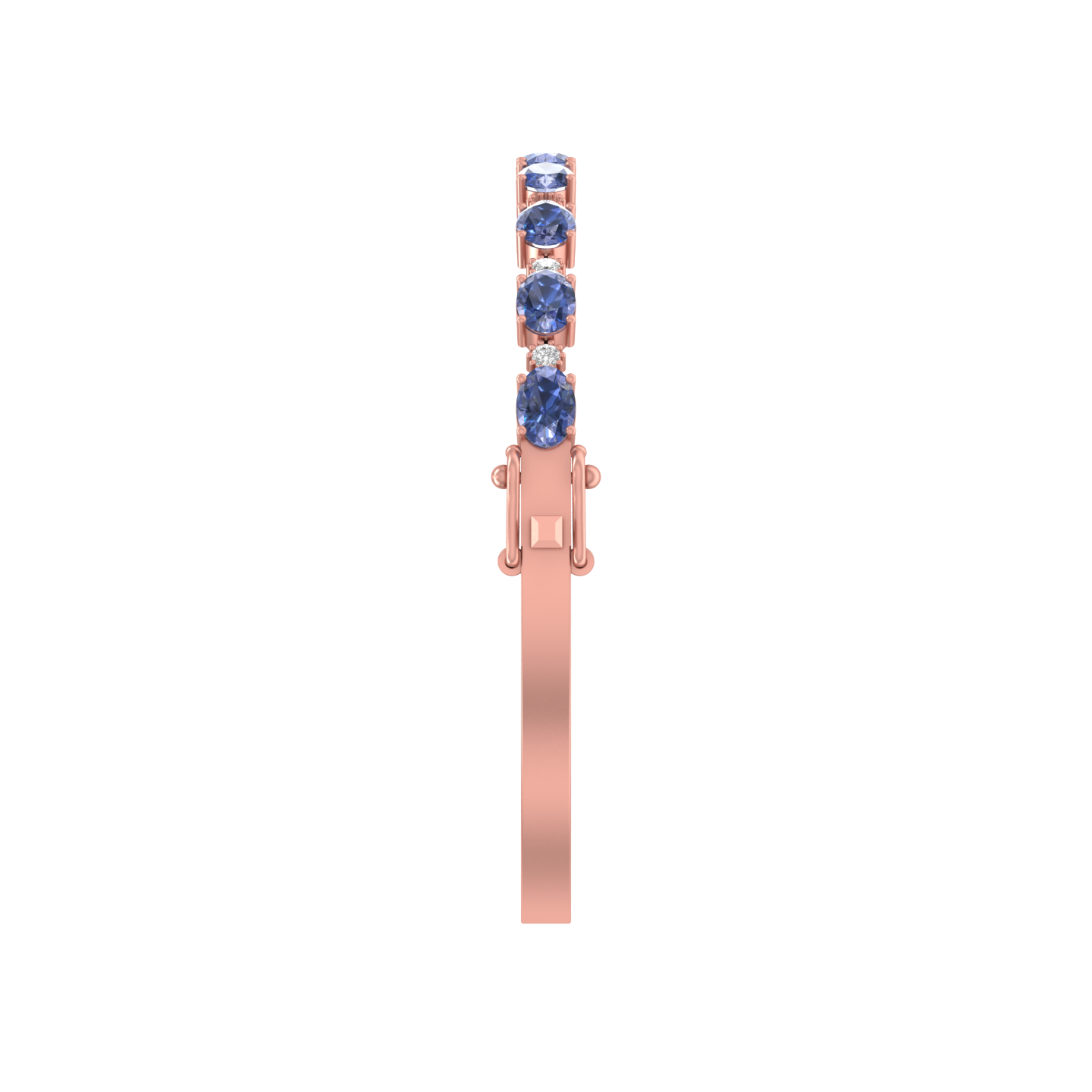 tanzanite oval-round bracelet | 8 diamond pcs | 0.28ctw natural diamond | 14k gold