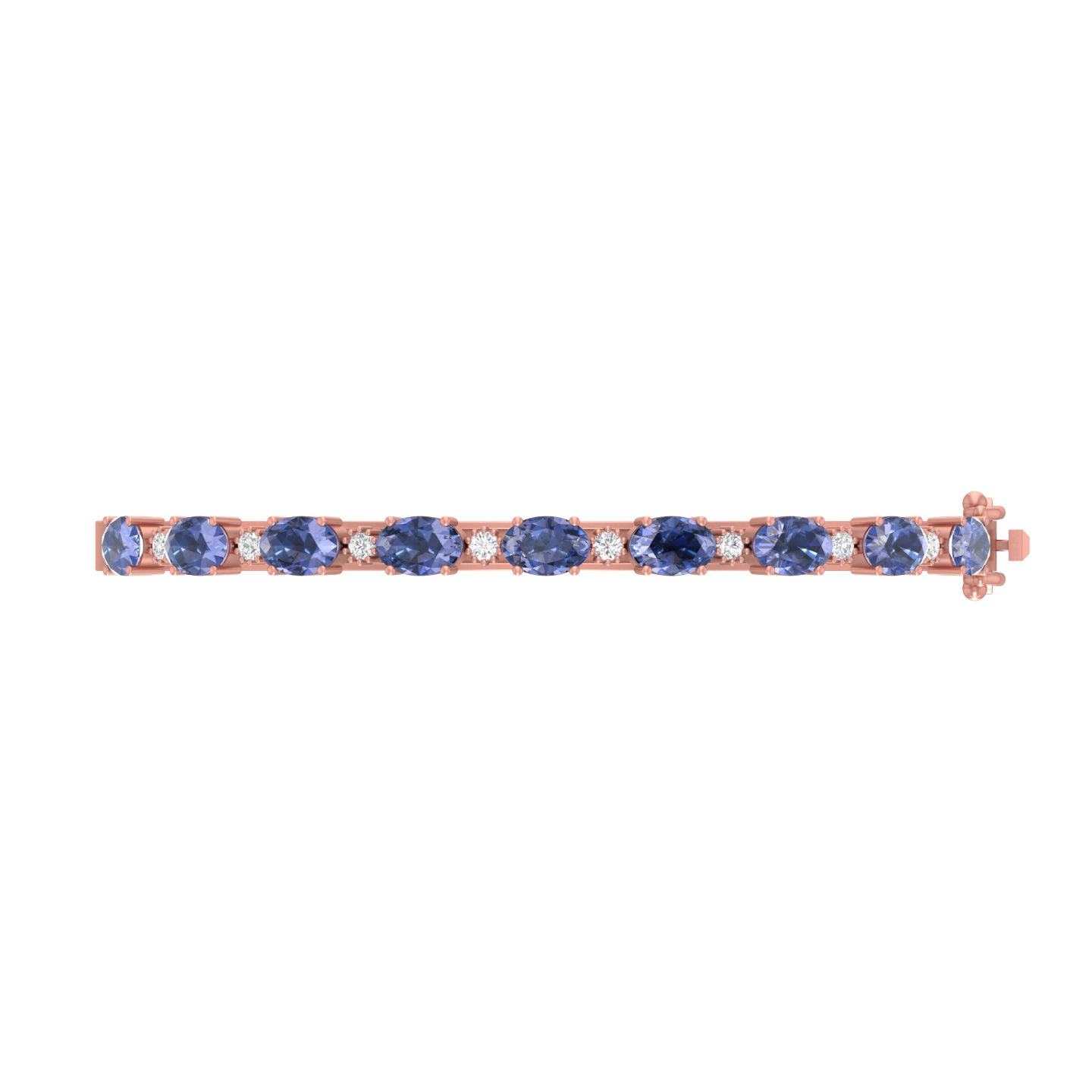 tanzanite oval-round bracelet | 8 diamond pcs | 0.28ctw natural diamond | 14k gold