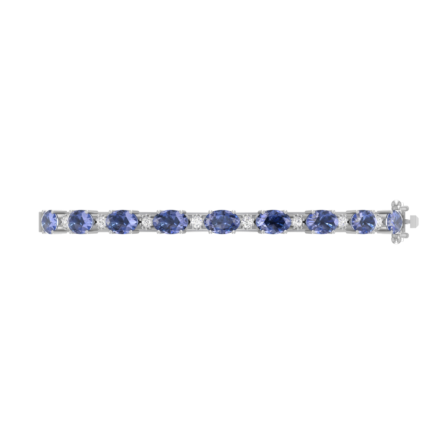 tanzanite oval-round bracelet | 8 diamond pcs | 0.28ctw natural diamond | 14k gold
