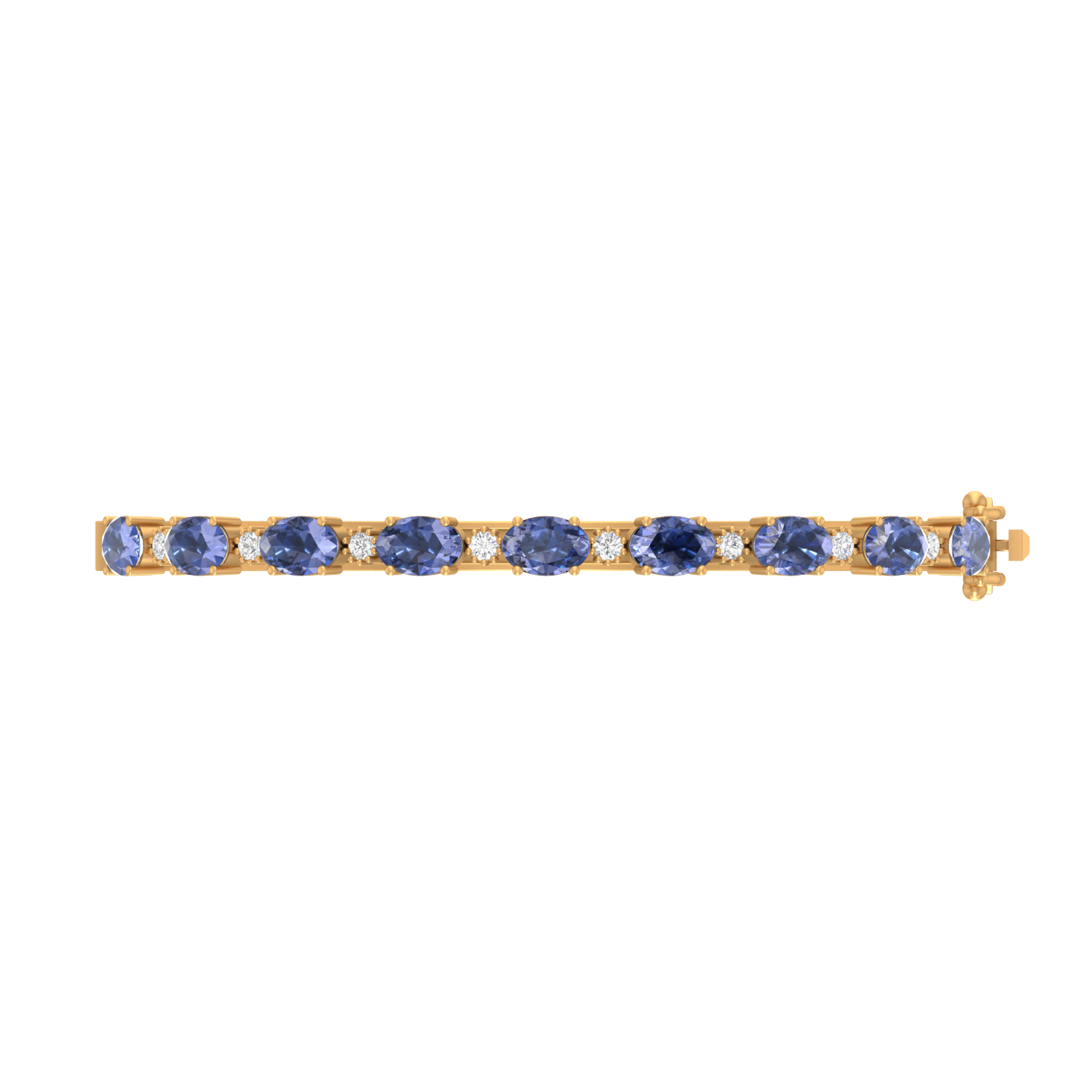 tanzanite oval-round bracelet | 8 diamond pcs | 0.28ctw natural diamond | 14k gold