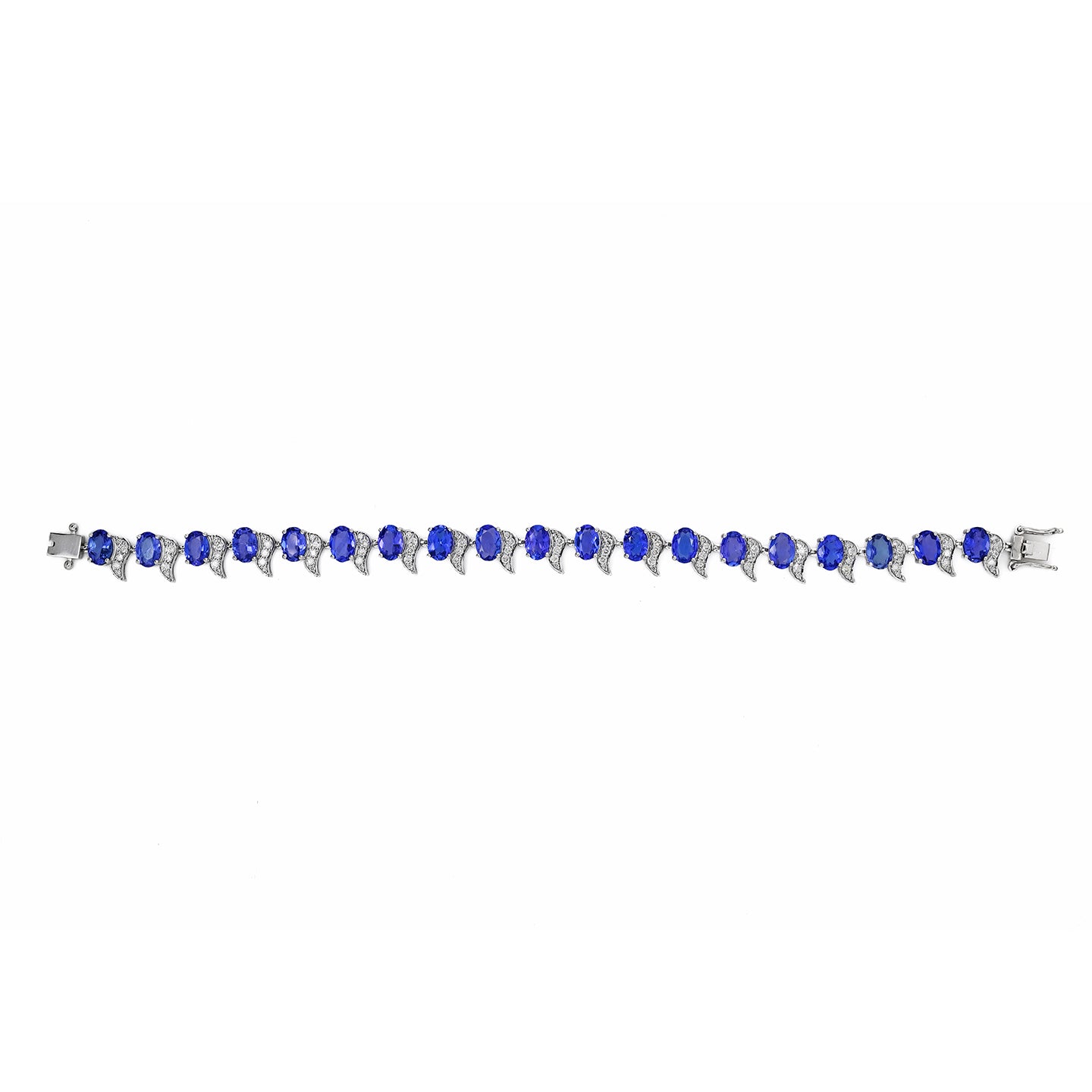tanzanite oval tennis bracelet | 95 diamond pcs | 1.25ctw natural diamond | 14k gold