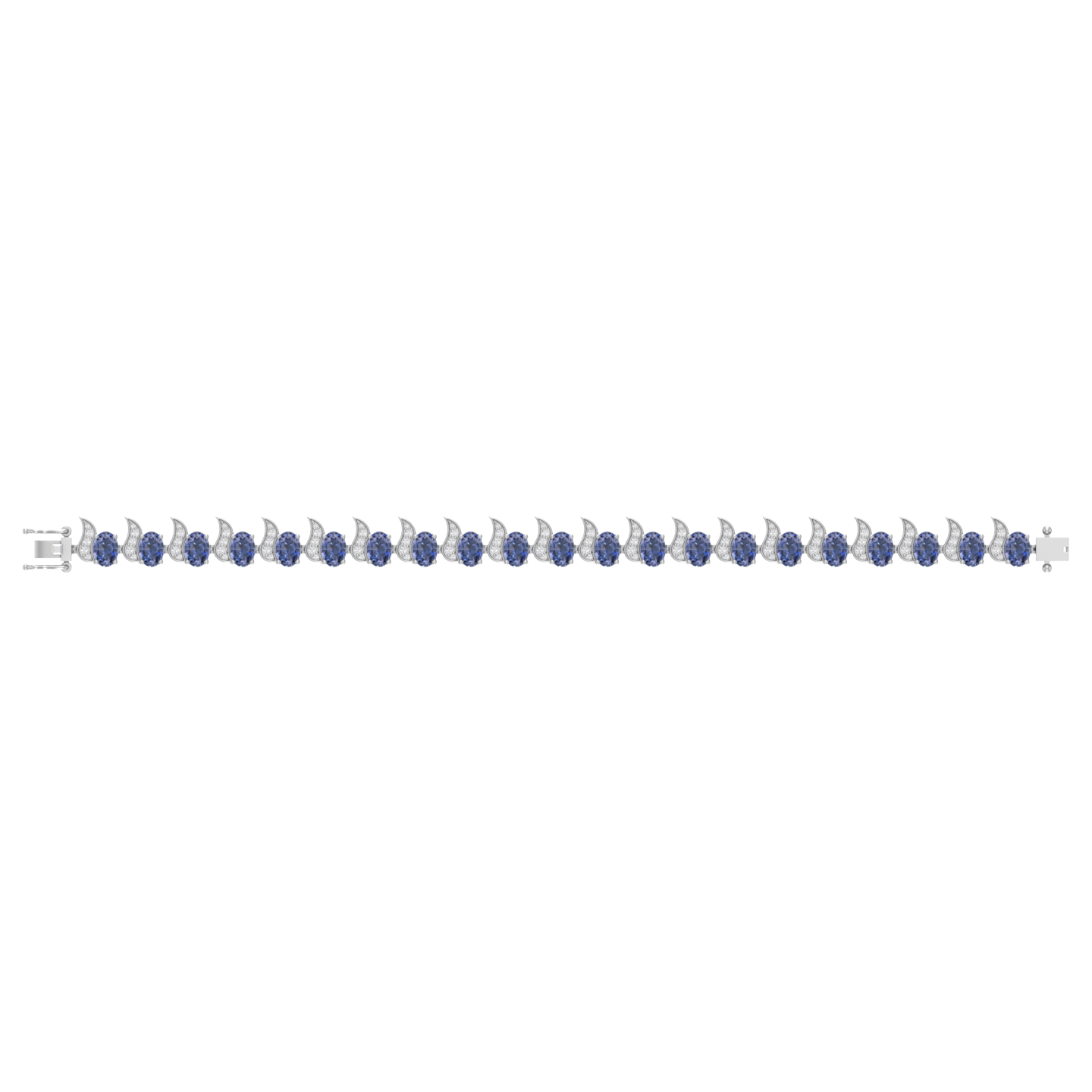 tanzanite oval tennis bracelet | 95 diamond pcs | 1.25ctw natural diamond | 14k gold