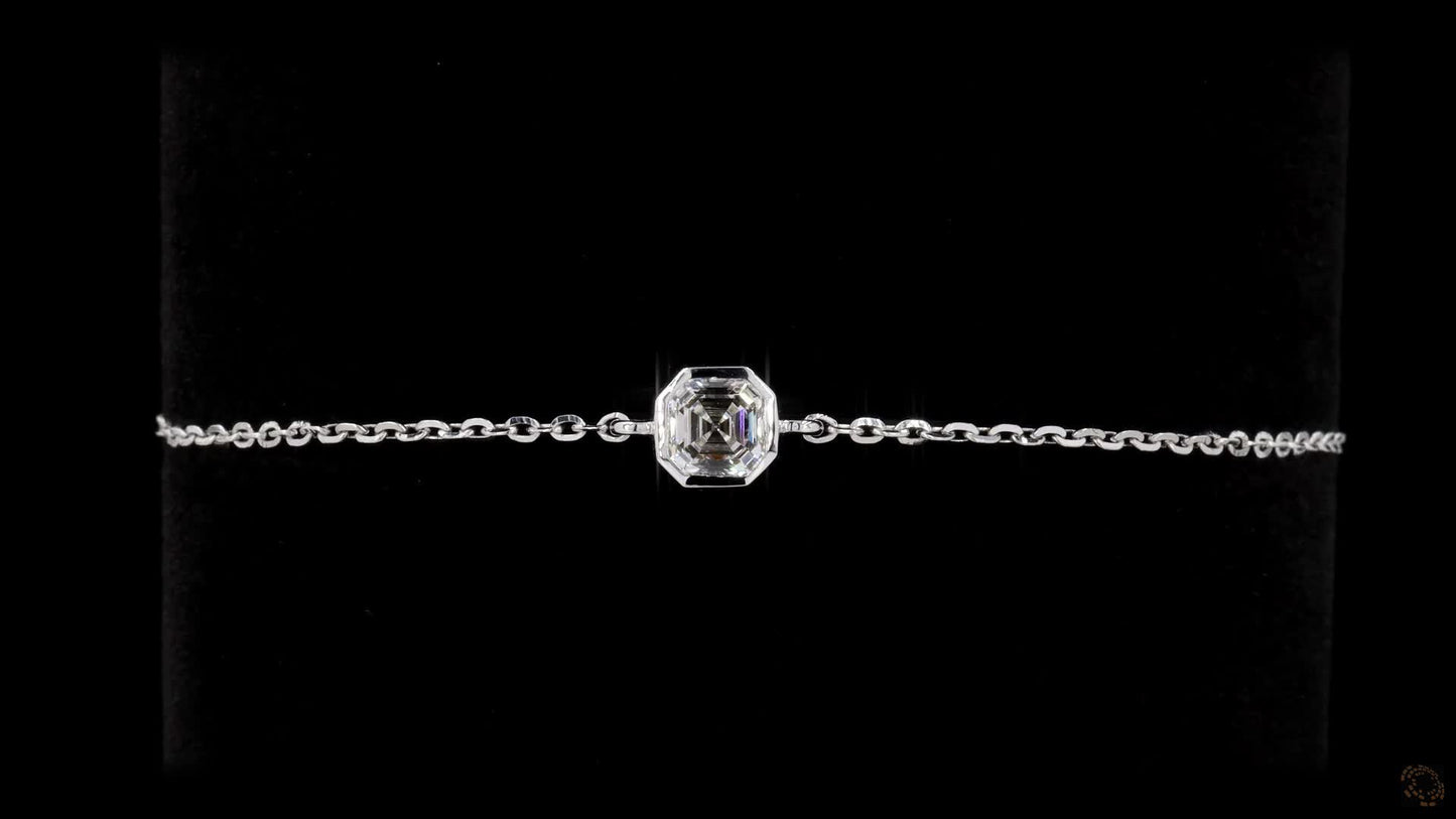 asscher-cut lab grown certified solitaire diamond bracelet