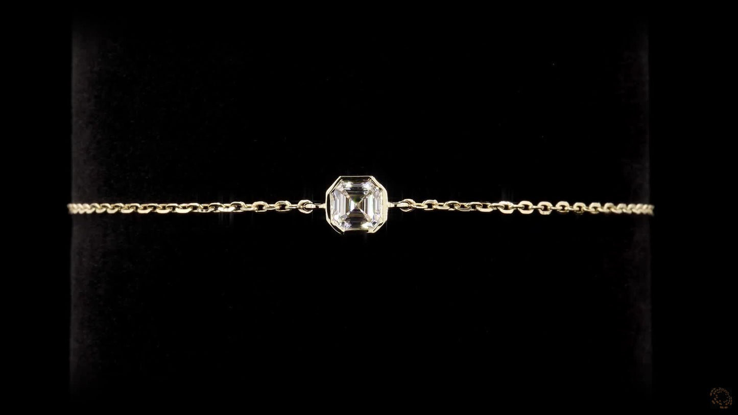 asscher-cut lab grown certified solitaire diamond bracelet