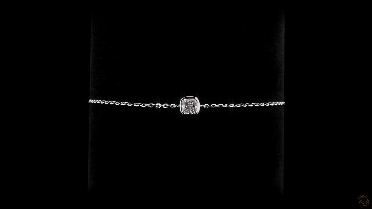cushion- cut lab grown certified solitaire diamond bracelet