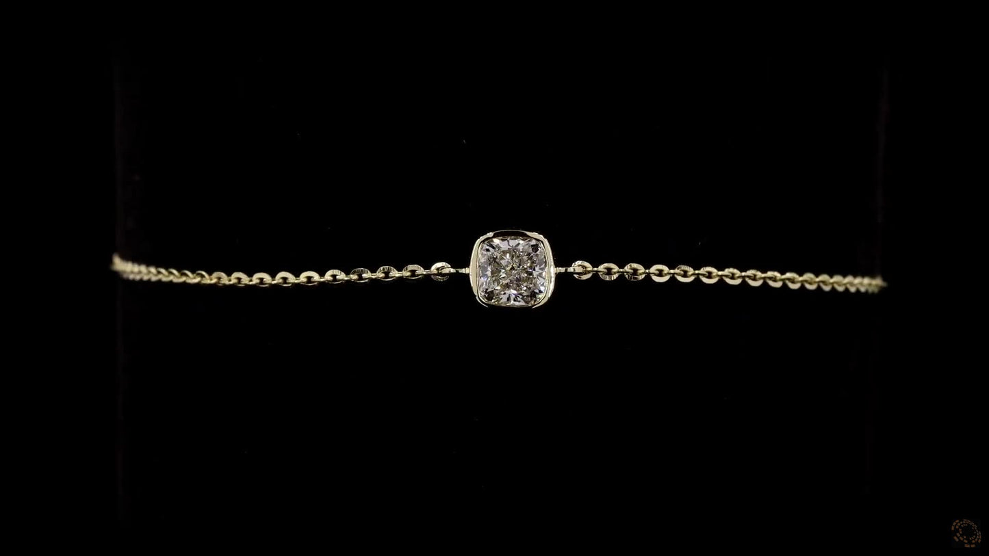 cushion- cut lab grown certified solitaire diamond bracelet