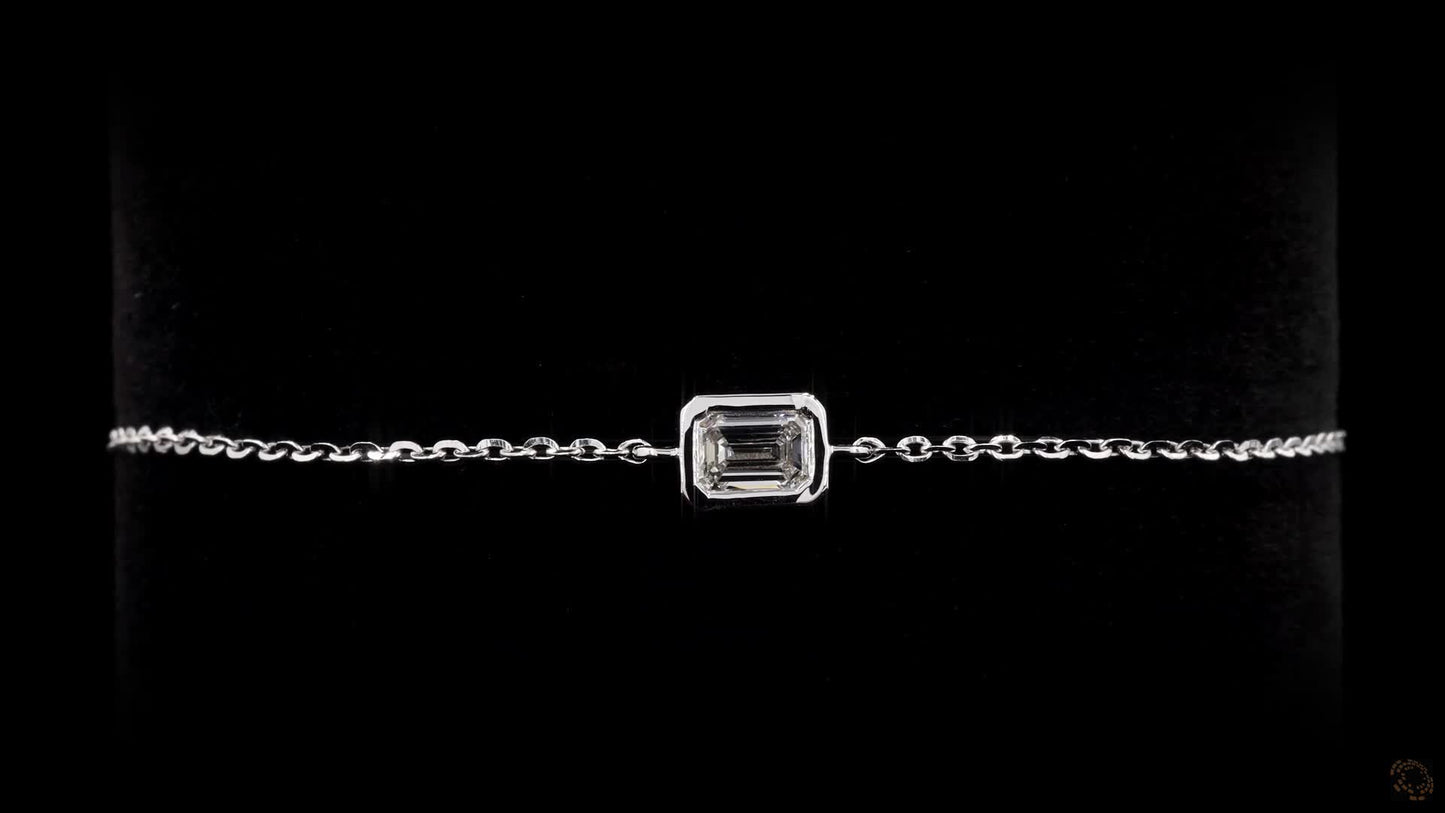 emerald-cut lab grown certified solitaire daimond bracelet