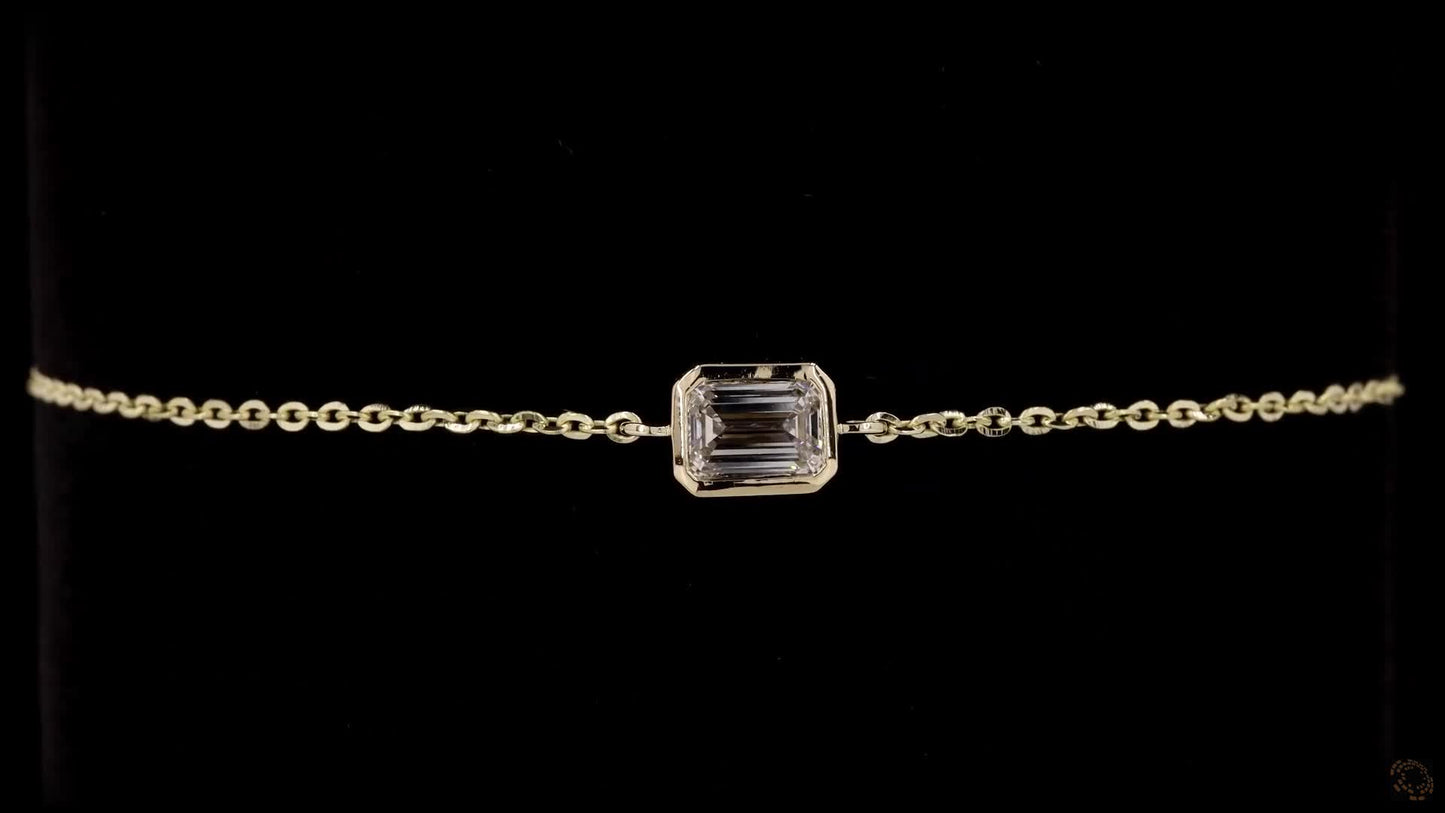 emerald-cut lab grown certified solitaire daimond bracelet
