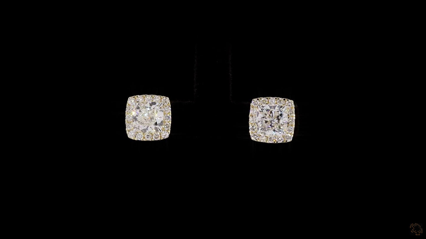 cushion cut lab grown certified diamond studs