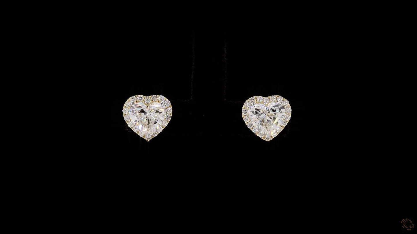 heart shape lab grown diamond studs