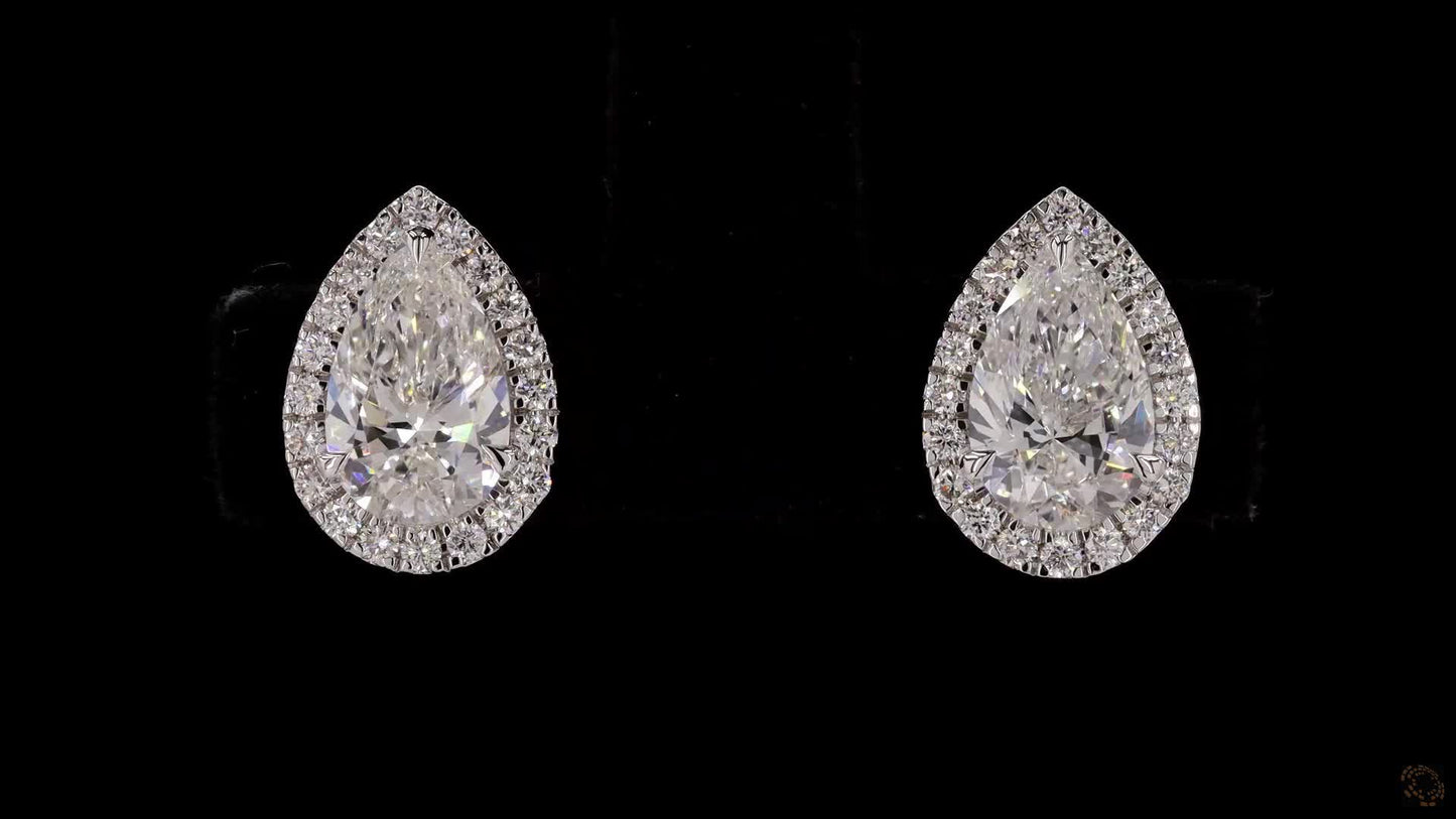 pear halo-style lab grown certified diamond studs