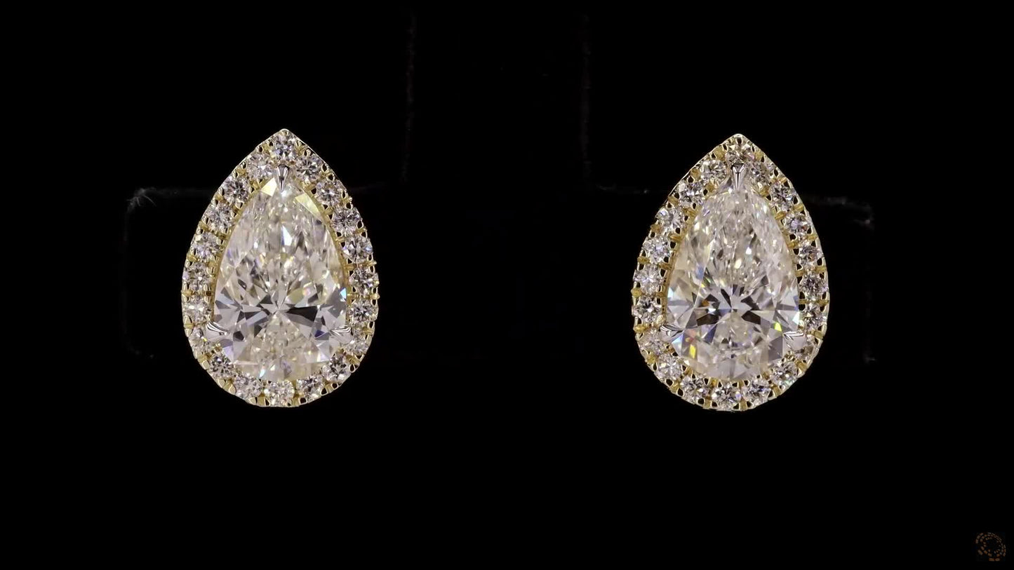 pear halo-style lab grown certified diamond studs