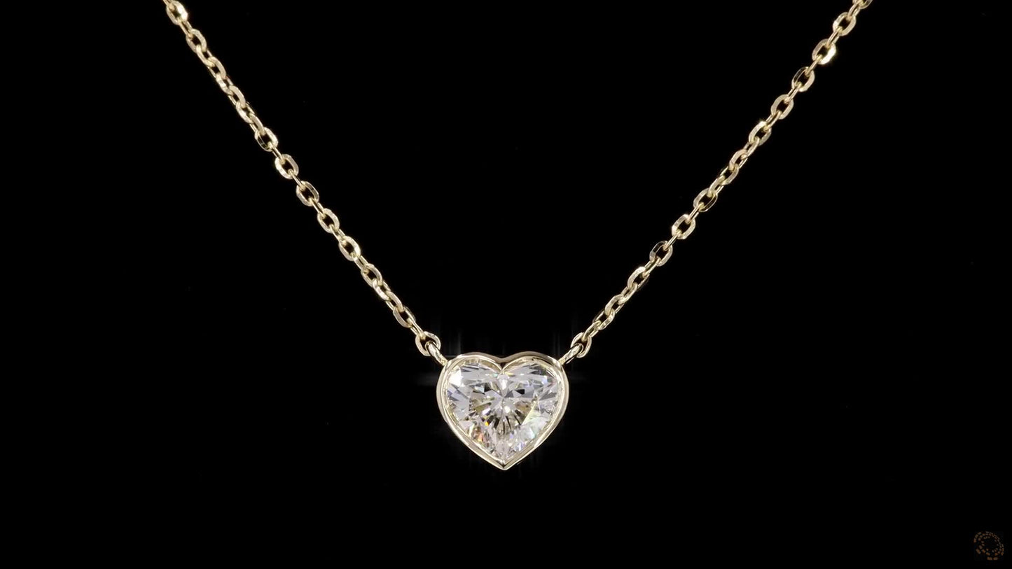 heart shape lab grown diamond set solitaire pendant with chain