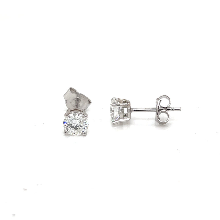 BASKET STUD EARRINGS 14KW G VS2 CVD DIA 0.83CTS