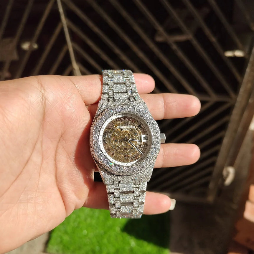 fully iced out AP moissanite watch