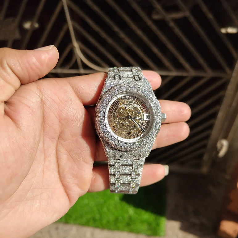 fully iced out AP moissanite watch