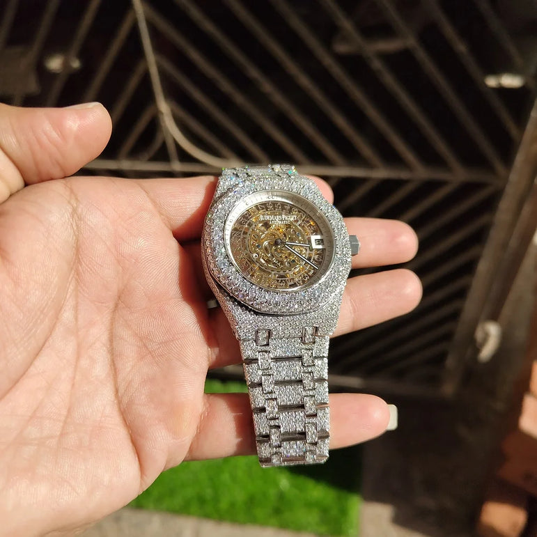 fully iced out AP moissanite watch