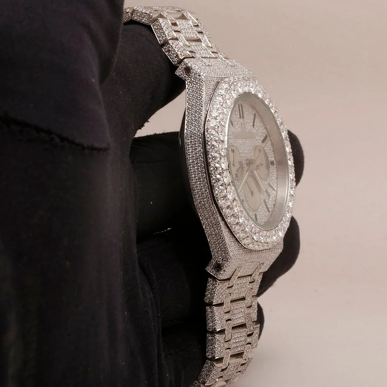 fully iced out AP moissanite diamond watch