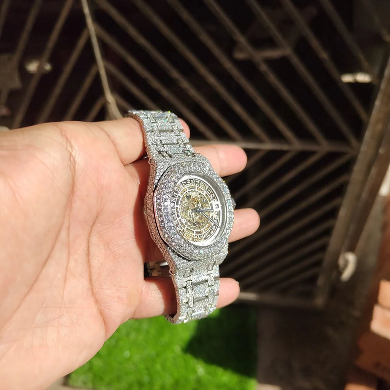 fully iced out AP moissanite watch