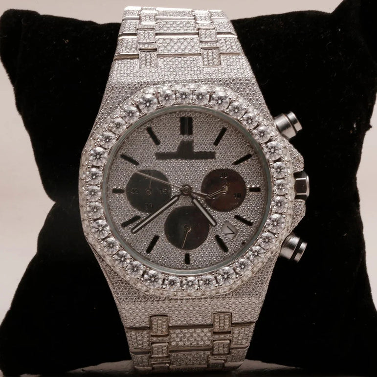 fully iced out AP moissanite diamond watch