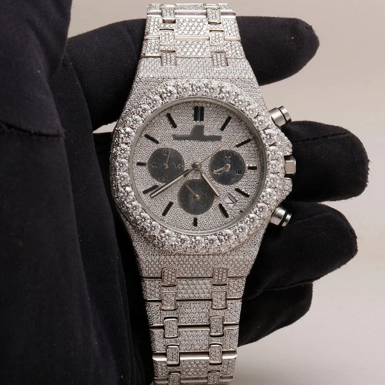 fully iced out AP moissanite diamond watch