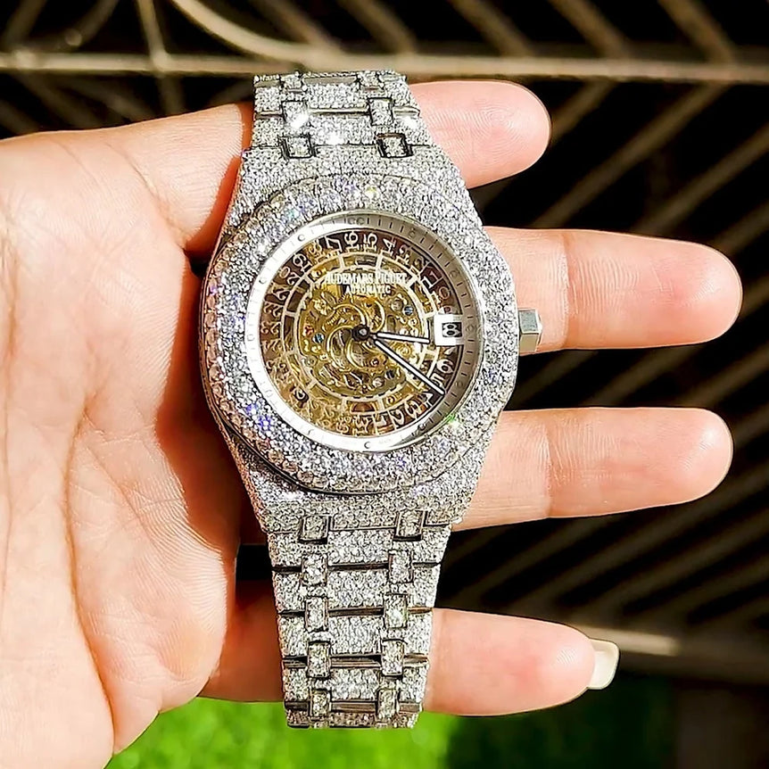 fully iced out AP moissanite watch