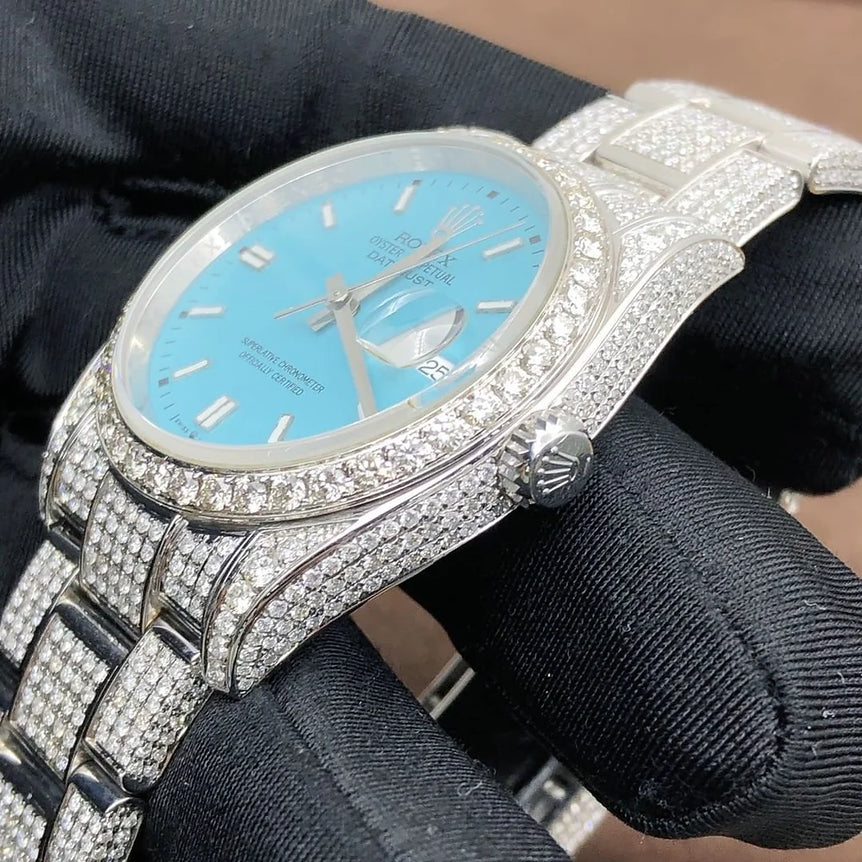 Rolex Datejust iced out Moissanite Diamond Watch