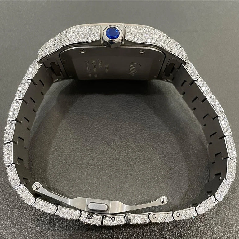 Cartier Santos fully iced out Moissanite Diamond Watch - Luxury Wristwatch