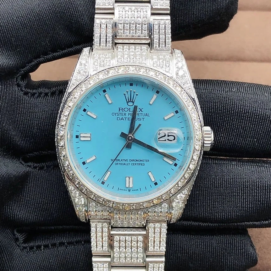 Rolex Datejust iced out Moissanite Diamond Watch