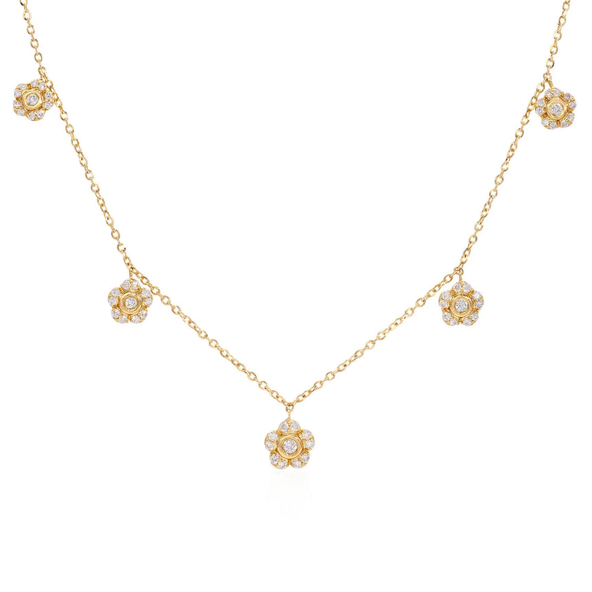 Diamond floral drop necklace