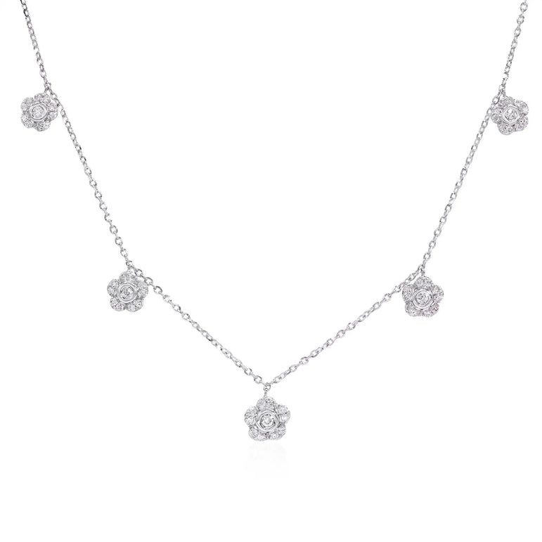 Diamond floral drop necklace