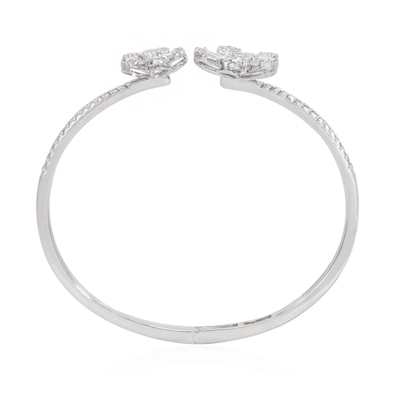 Diamond flower bangle bracelet