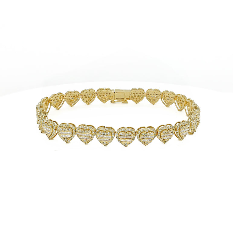 Mini Heart Link Bracelet | 620 Diamond pcs | 1.68ctw Natural Diamond |14k Gold