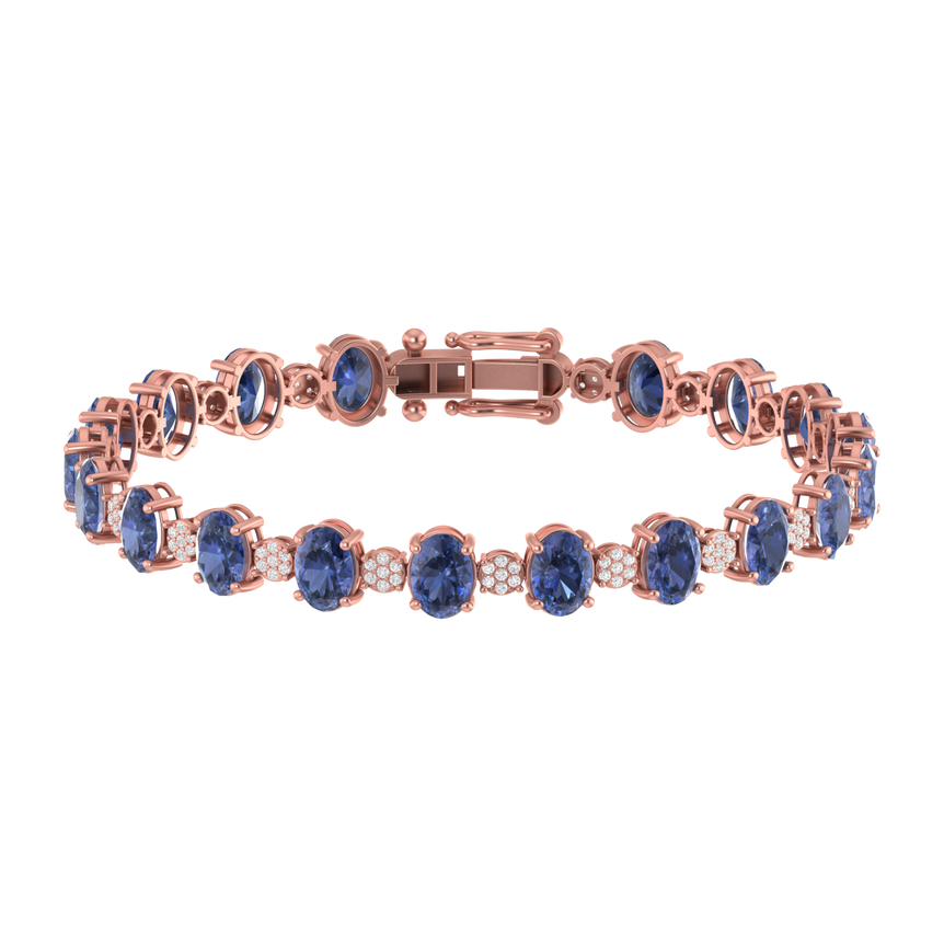 Tanzanite Tennis Bracelet | 140 Diamond pcs | 0.62ctw Natural Diamond | 14k Gold