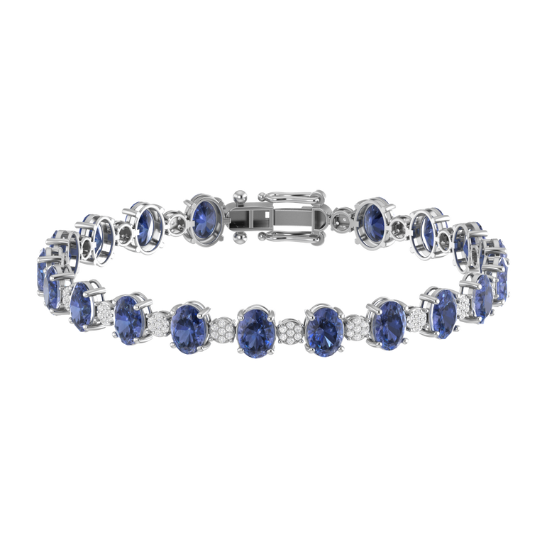 Tanzanite Tennis Bracelet | 140 Diamond pcs | 0.62ctw Natural Diamond | 14k Gold