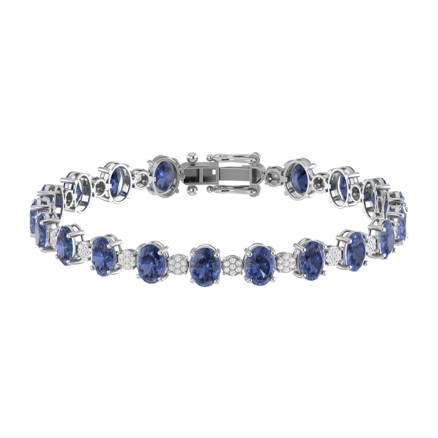 Tanzanite Tennis Bracelet | 140 Diamond pcs | 0.62ctw Natural Diamond | 14k Gold