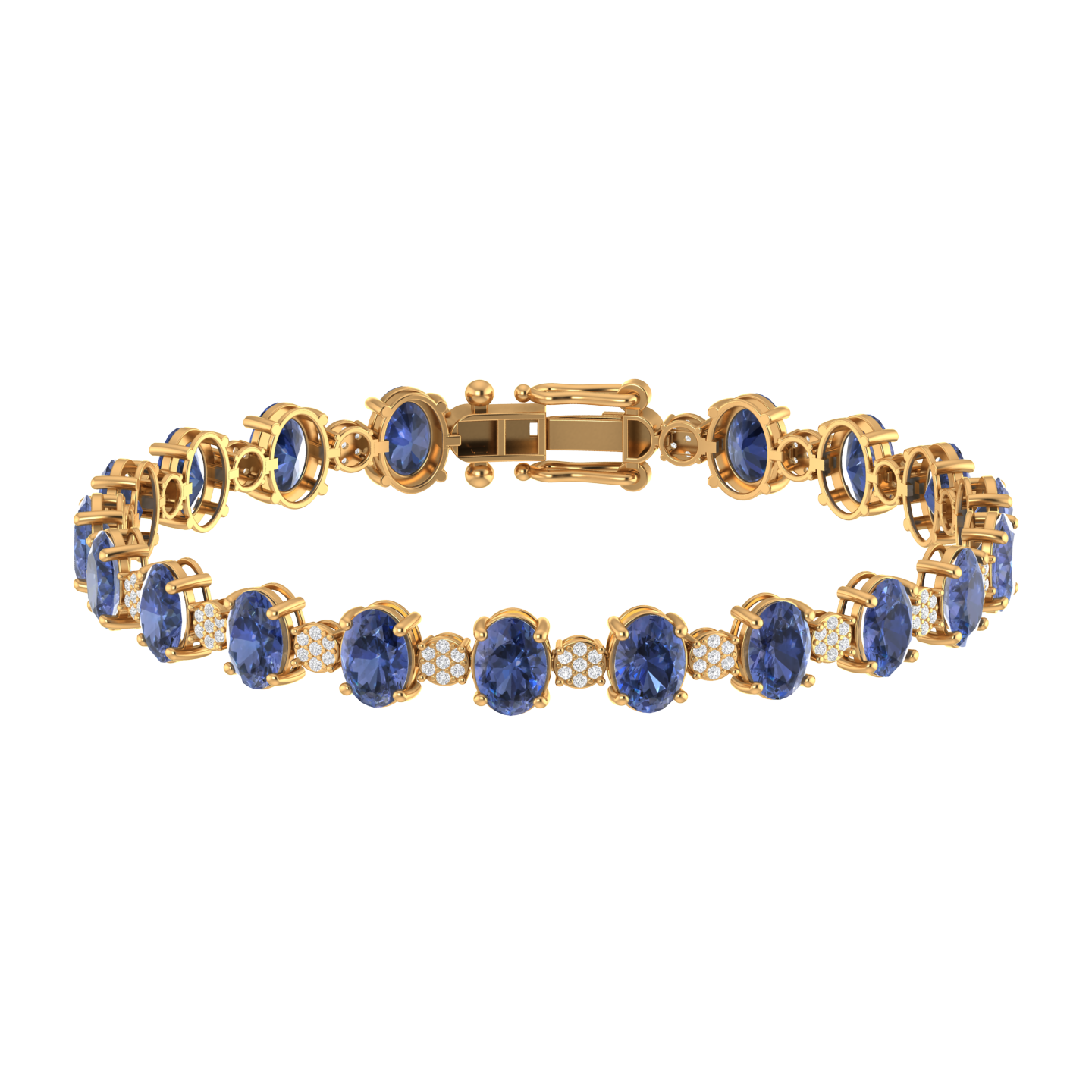 tanzanite tennis bracelet | 140 diamond pcs | 0.62ctw natural diamond | 14k gold