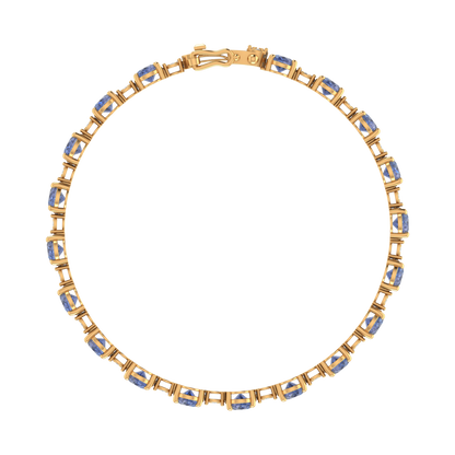 Tanzanite Tennis Bracelet | 140 Diamond pcs | 0.62ctw Natural Diamond | 14k Gold