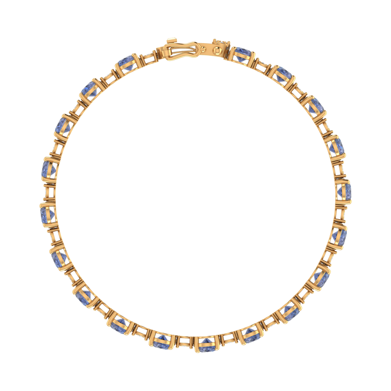 Tanzanite Tennis Bracelet | 140 Diamond pcs | 0.62ctw Natural Diamond | 14k Gold